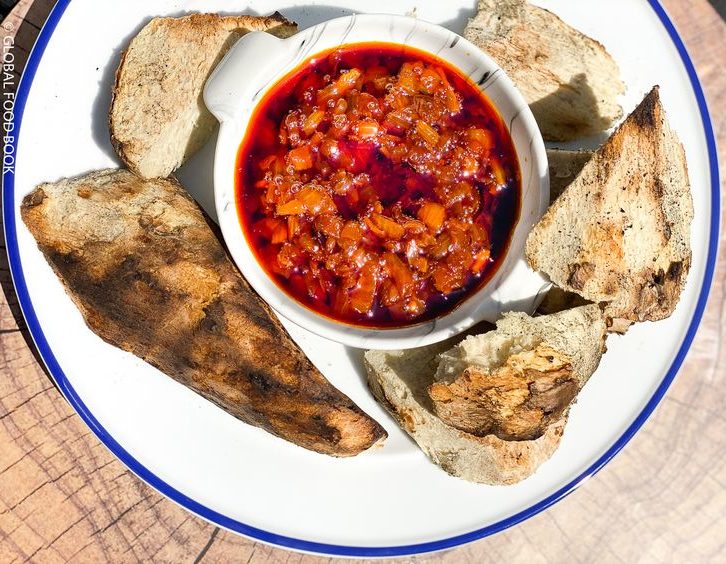 Roasted Yam with Red Oil Sauce and&nbsp;Pepper